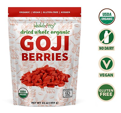 #ad Organic Dried Goji Berries Superfood Raw Vegan Wolfberries by Wholeberry $14.49