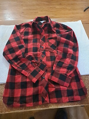 #ad Vintage Sears Red Flannel Plaid Shirt Medium ? Button Up. Musty Smell $38.05