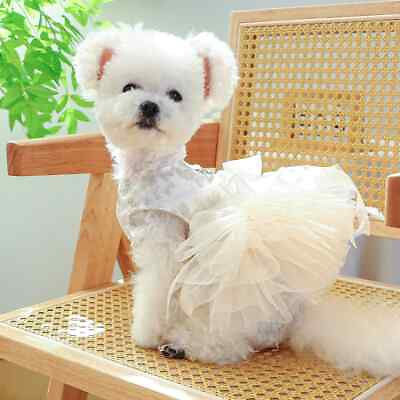 #ad Pet Dog Cat Spring Summer Clothing Breathable White Wedding Skirt Princess Dress $14.89
