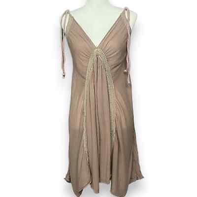 #ad Elan Bohemian Boho Lace Flowy Asymmetrical Hem Flowy Mini Dress Sz M Lite Purple $29.35