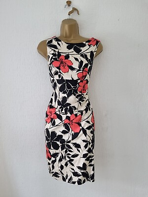 #ad Belle By Oasis Dress Size 8 Beige amp; Black Floral Party Evening Occasion Womens GBP 22.95