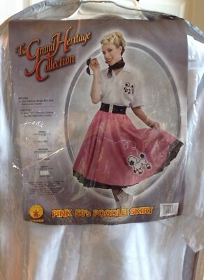 #ad 50s Pink Poodle Skirt Adult Costume SMALL 6 10 SIZE RARE $94.04