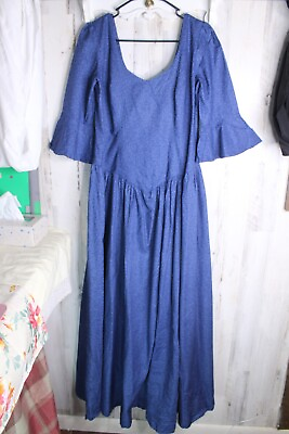 Vintage Handmade Blue Large 32quot; wasit Long Women#x27;s Dress $22.50