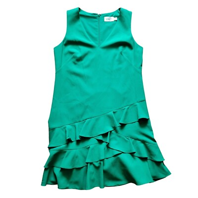 Eliza J Bright Emerald Green Cocktail Party Dress Size 8 Classic Ruffle Hem $22.74