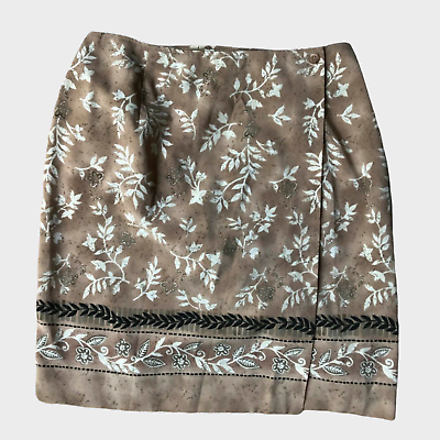 #ad Worthington Womens 12 Skirt Wrap Tan Floral $18.00