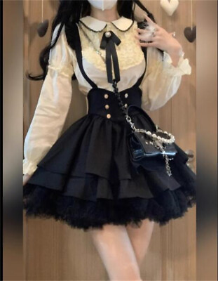 #ad Japanese style women Lolita high waisted dress Party dress Preppy style $46.49