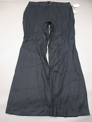 #ad #ad NWT NORDSTROM Size 14 Womens Black Linen Blend Zip Fly Low Rise Flared Pants 756 $16.49