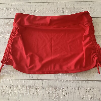 #ad NWOT Women’s Red Pull On Skirted Bikini Bottom $12.00