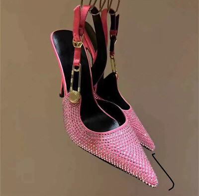 #ad Women#x27;s Fashion Pointy Toe Diamante High Heel Slingback Sandal Party Shoes SUNS $62.88