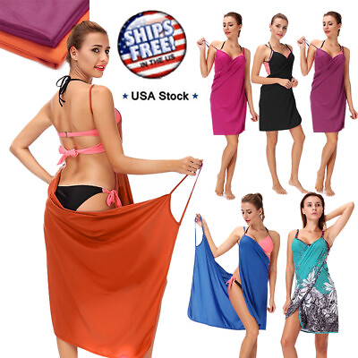 Women#x27;s Bathing Swimsuit Bikini Cover Up Wrap Beach Strap Dress Sarong Casual $10.99