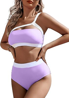 #ad ZINPRETTY One Shoulder Swimsuits Women 2 Piece High Waisted Bikini Sets Color Bl $70.26