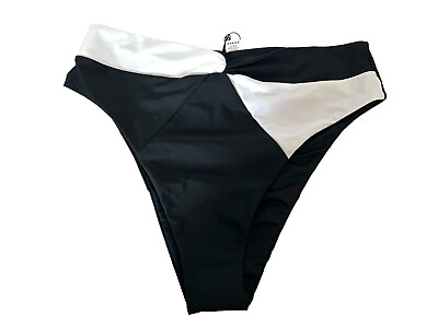#ad #ad Relleciga High Cut Black and White Bikini Bottoms Size XL NWT $14.50