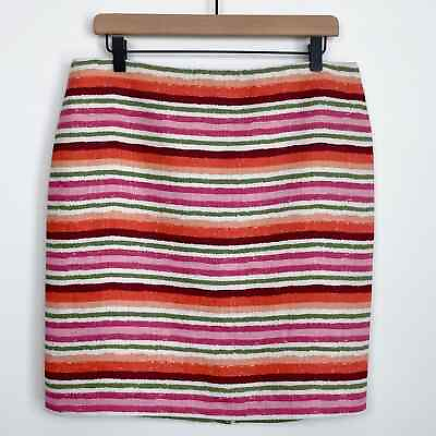 #ad Talbots Petite Linen Pink Orange Stripe Pencil Skirt NWT $28.00