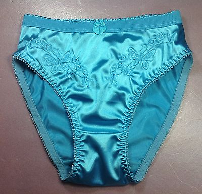 Women PantiesBriefs Bikinis size XL Sparkle Blue Shiny Satin FloralW decoration $13.99