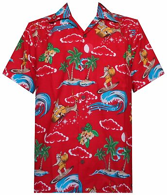 Hawaiian Shirt Mens Christmas Santa Claus Party Aloha Holiday Beach $19.99