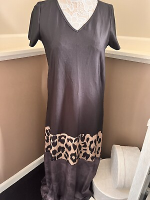 #ad #ad OC Order Plus Women’s Long Maxi Dress Black Leopard Print Short Sleeve NWT $16.95