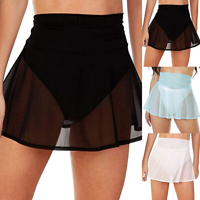 Mesh Swimsuit Cover Ups for Women Women Ruffle Trim Sheer Beach Skirt Cover Up $9.61