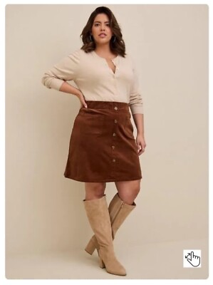 #ad Torrid Corduroy Button Front Mini Skirt Plus Size 4XL Brown Womens NWT New $65 $26.99