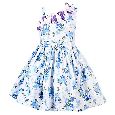 #ad Floral Printed Blue Cotton Party Wear Skirt for Girls $35.99