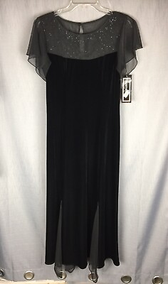 #ad POSITIVE ATTITUDE BLACK LONG MAXI DRESS Open Sleeves Twirl Inserts Size 6 $27.00