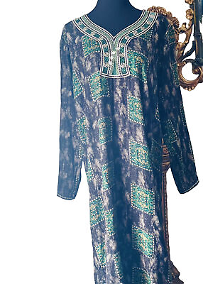 #ad Womens Muslim Kaftan Beauty Maxi Dress Long Sleeve Casual Dubai Abaya Caftan L $39.00