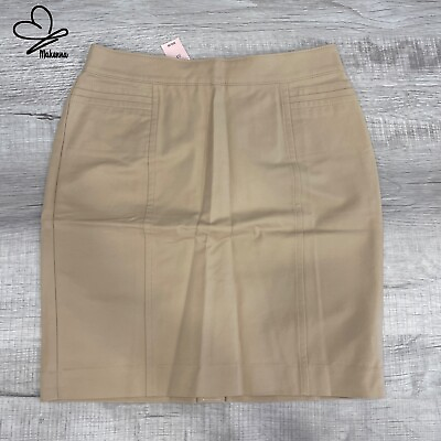 Ann Taylor LOFT Petite Women Khaki Pencil Skirt with Pockets amp; Back Slit Size 8 $26.00
