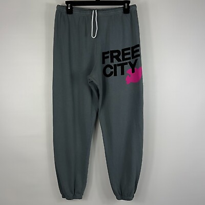 Free City Life Nature Love Womens Grey Pink Dove Drawstring Sweatpants XS XL New $100.00