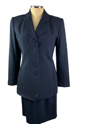 #ad 6 Kasper for A.S.L. Women#x27;s Navy Blue Skirt Suit Wool 2 Piece $39.00