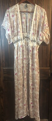 #ad ALYA Long Sheer See Through Floral Bathing Suit Swim Wear Cover Up LG XL $19.99