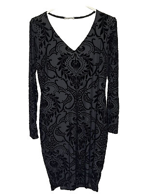#ad CHARLOTTE RUSE Women’s Black Poly Velvet LS Stretch Evening Cocktail Dress XL $18.00