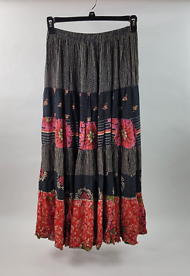 Vintage Carole Little Long Skirt Size 8 Boho Elastic Waist Multicolor Maxi $34.95
