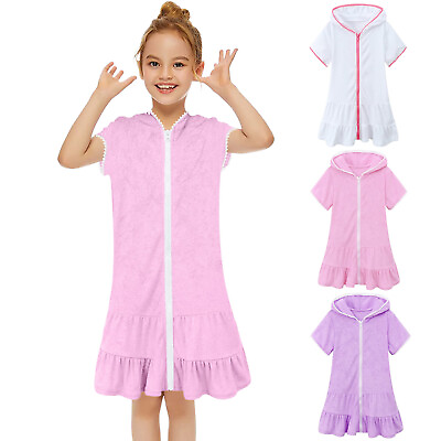 #ad Little Girls Swim Cover Up Kids Swimsuit Coverup Zip Up Beach Bathing Suit $19.27