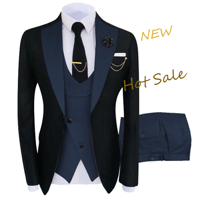 #ad New Popular Clothing Luxury Party Men Suit Tuxedo 3pcs Set JacketTrousersVest $134.68