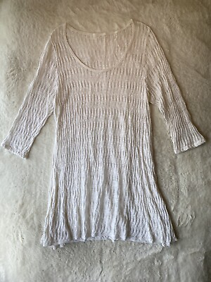 #ad Dress Linen Blend Beach Cover Up Sheer Boho Women#x27;s Large $21.19