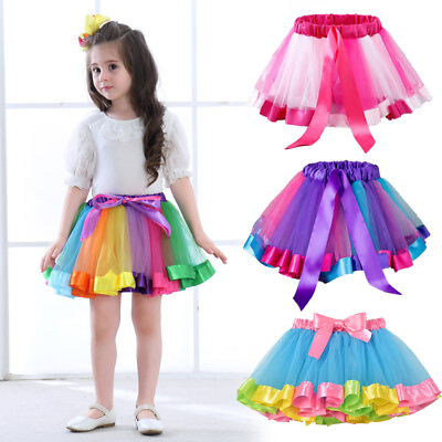 #ad Kids Girl Princess Tulle Tutu Skirt Adult Kids Ballet Dance Party Colorful Dress $4.74