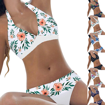 #ad Summer Women Sexy Bikini Set Halter Swimsuit Swimwear Holiday Beach Swim Costume $21.97