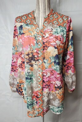 #ad #ad Fig amp;Flower Boho Multicolor Lightweight Floral Top. 3 4 Sleeve. Size S $16.00