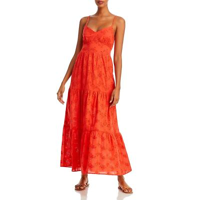 #ad Aqua Womens Orange Cotton Long Summer Maxi Dress XS BHFO 6818 $36.99