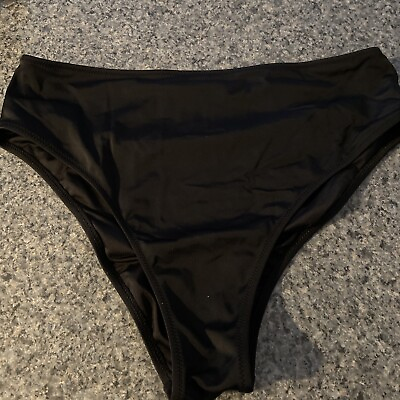 Shade amp; Shore Women’s High Cut Bikini Bottoms Black Medium $9.99