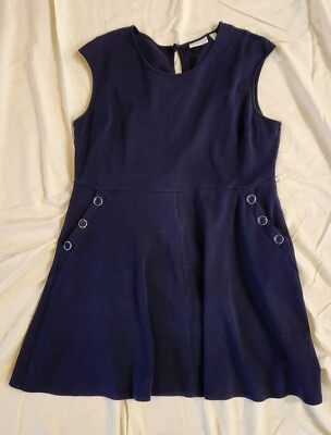 #ad Women#x27;s Plus Size Sleeveless Cotton Dress Pockets Blue Stretch Size XXL $21.00