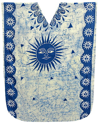 #ad LA LEELA Plus size Batik Caftan Dress MAXI for Women Long Blue R300 OSFM 14 18W $49.94