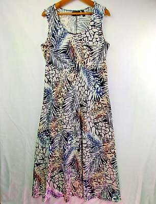 #ad Attitudes by Renee Maxi Dress Petite Large Gray Tropical Jersey Knit AGL0501 $17.95