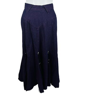 #ad Circle T by Marilyn Lenox Womans Sz 5 6 Skirt Skirt Purple Denim Tassel Vintage $33.24