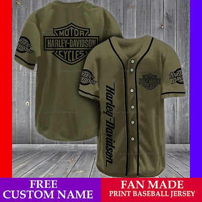 Persionalized Harley Davidson Motorcycle Baseball Jersey Shirt Printed 3D S 5XL $29.90