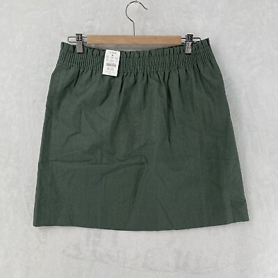 #ad J Crew Skirt Women#x27;s 12 Green Linen Cotton Blend City Pockets Lined NEW $70 $25.00