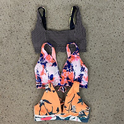 #ad #ad MAAJI Size MEDIUM Lot Of 3: Floral Reversible BIKINI TOPS Swim Suit Women’s $39.95