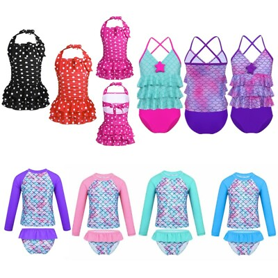 Girls Tankini Swimsuit Swimwear Bathing Suit Rashguard Costumes Swimming Wear $15.69