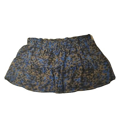 #ad LYS Skirt Women Plus 3XL Short Leopard Print Sheer Overlay Lined Blue Brown $8.00