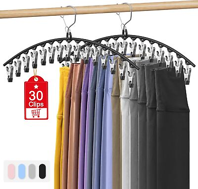 #ad Upgrade Skirt Pants Hangers with Clips Legging Organizer for Closet Hanging ... $25.49