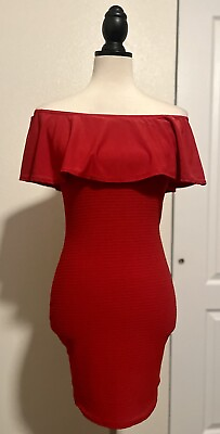 #ad New Red Classy Mini Off Shoulder Body Con Fitted Cocktail Party Dress size 6 $27.00